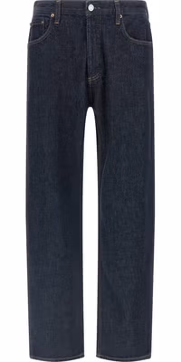 Blue Cotton Straight-Leg Jeans
