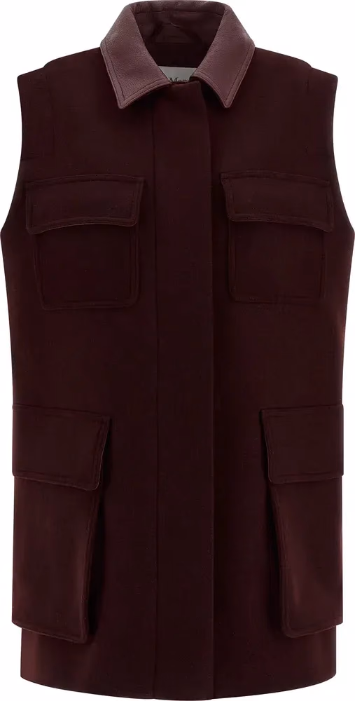 Max Mara Bordeaux Virgin Wool Sleeveless Jacket