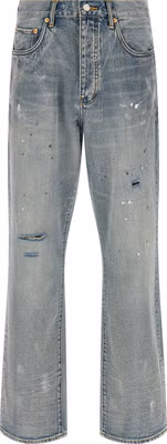 Blue Cotton Straight-Leg Jeans