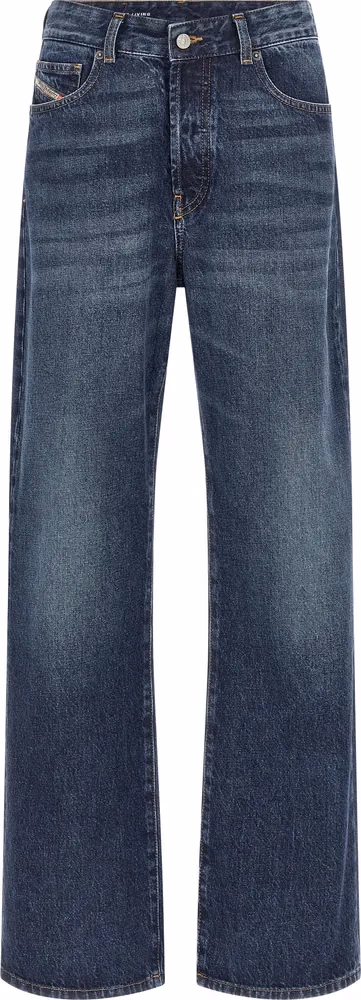 Diesel Blue Cotton Straight-Leg Jeans