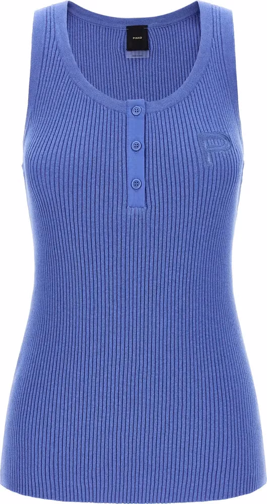 PINKO Blue Cotton Tank Tops