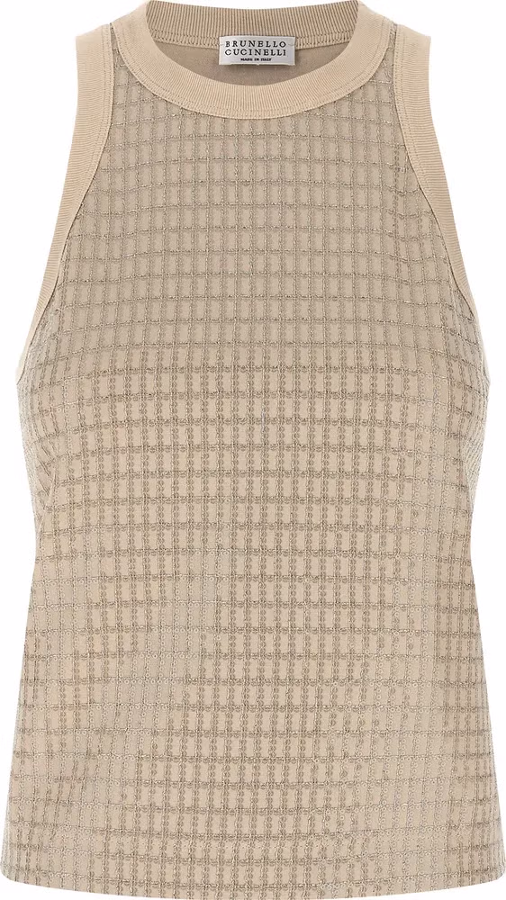 Brunello Cucinelli Beige Cotton Tank Tops