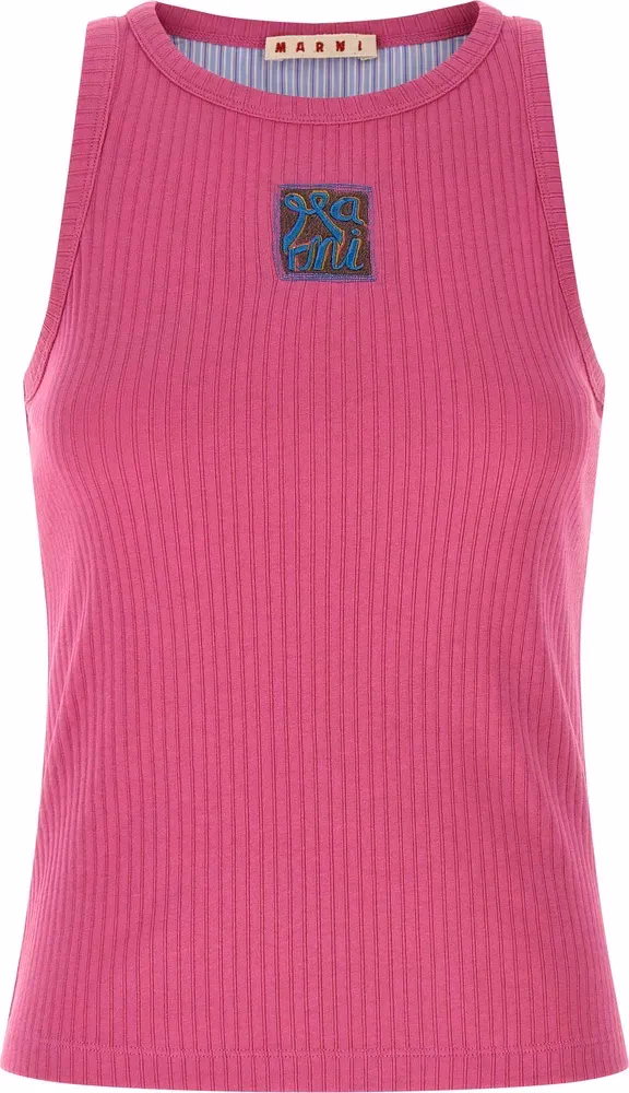 Marni Fuchsia Cotton Sleeveles T-Shirt