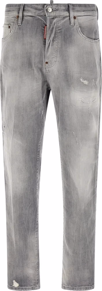 Dsquared² Gray Cotton Straight-Leg Jeans