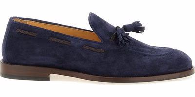 Blue Calfskin Slip-On Loafers
