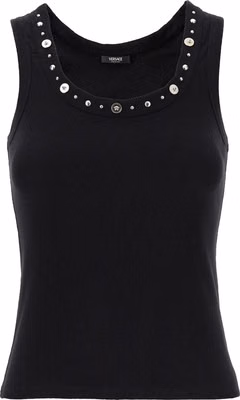 Black Cotton Sleeveles T-Shirt