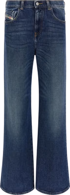 Blue Cotton Flared Jeans