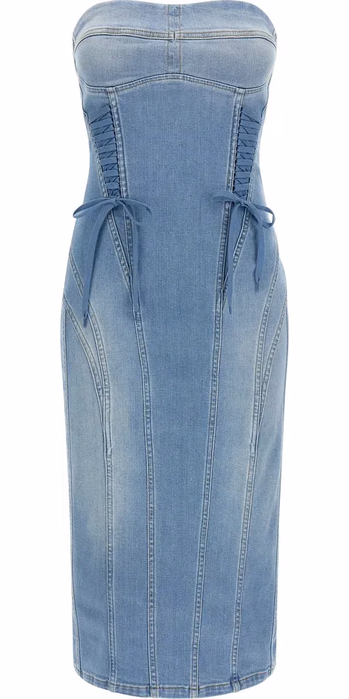 Elisabetta Franchi Blue Cotton Midi Dress