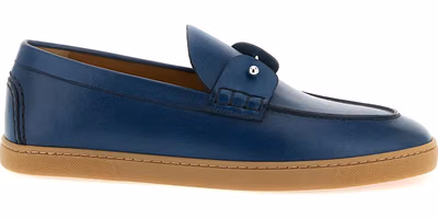 Blue Calfskin Slip-On Loafers