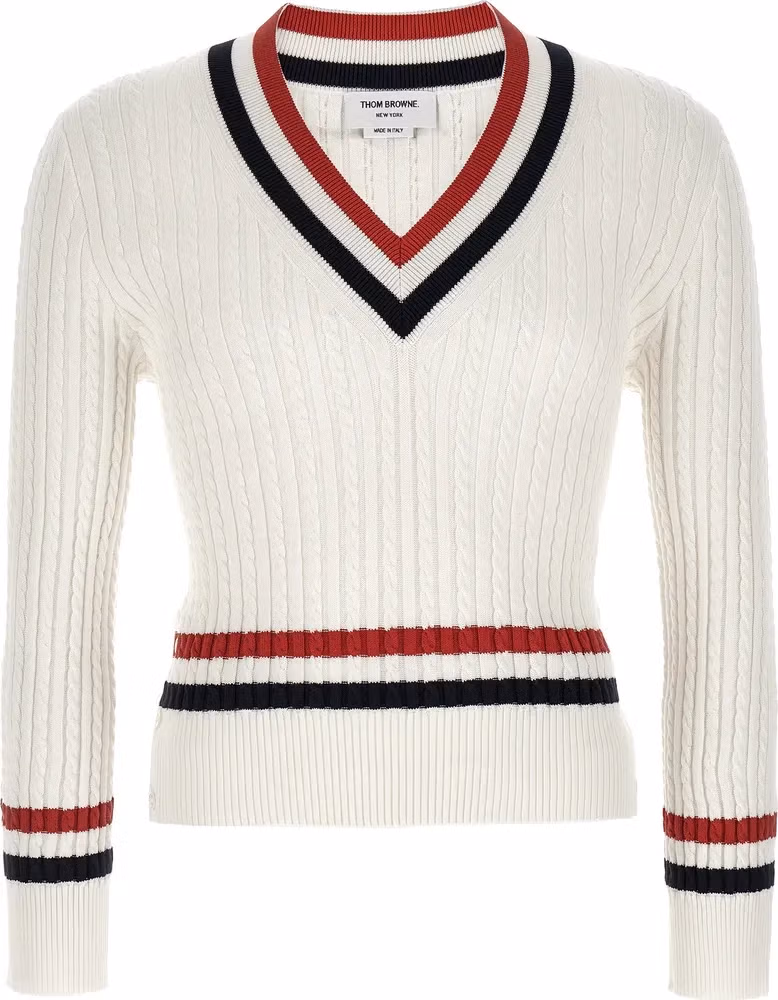 Thom Browne White Cotton Cardigan