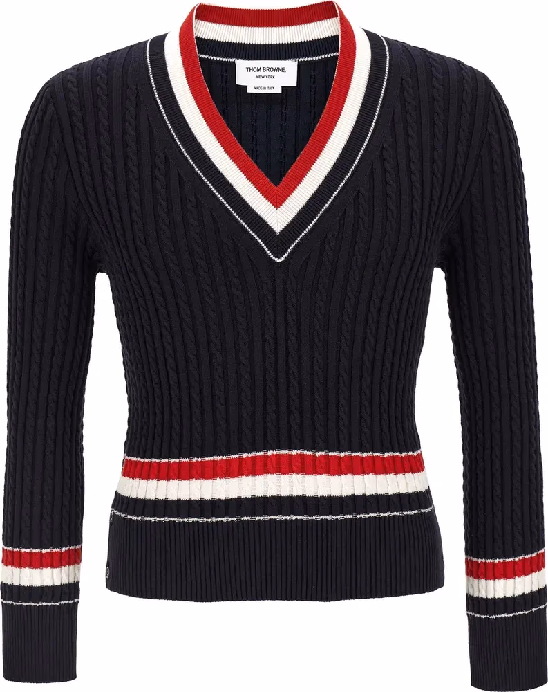Thom Browne Blue Cotton Cardigan