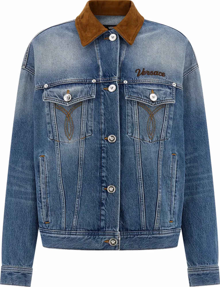 Versace Blue Cotton Denim Jacket