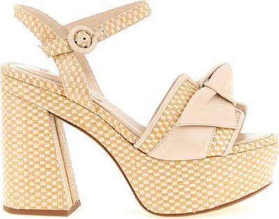 Beige Cowhide Stiletto Heel Sandals