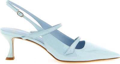 Blue Cowhide Mid Heel Pumps