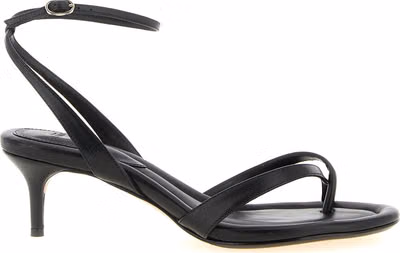 Black Cowhide Stiletto Heel Sandals