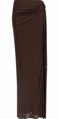 Brown Viscose Mini Skirt