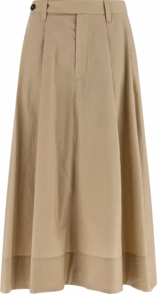 Brunello Cucinelli Beige Cotton Midi Skirt