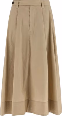 Beige Cotton Midi Skirt