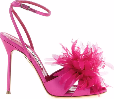 Fuchsia Textile Stiletto Heel Sandals