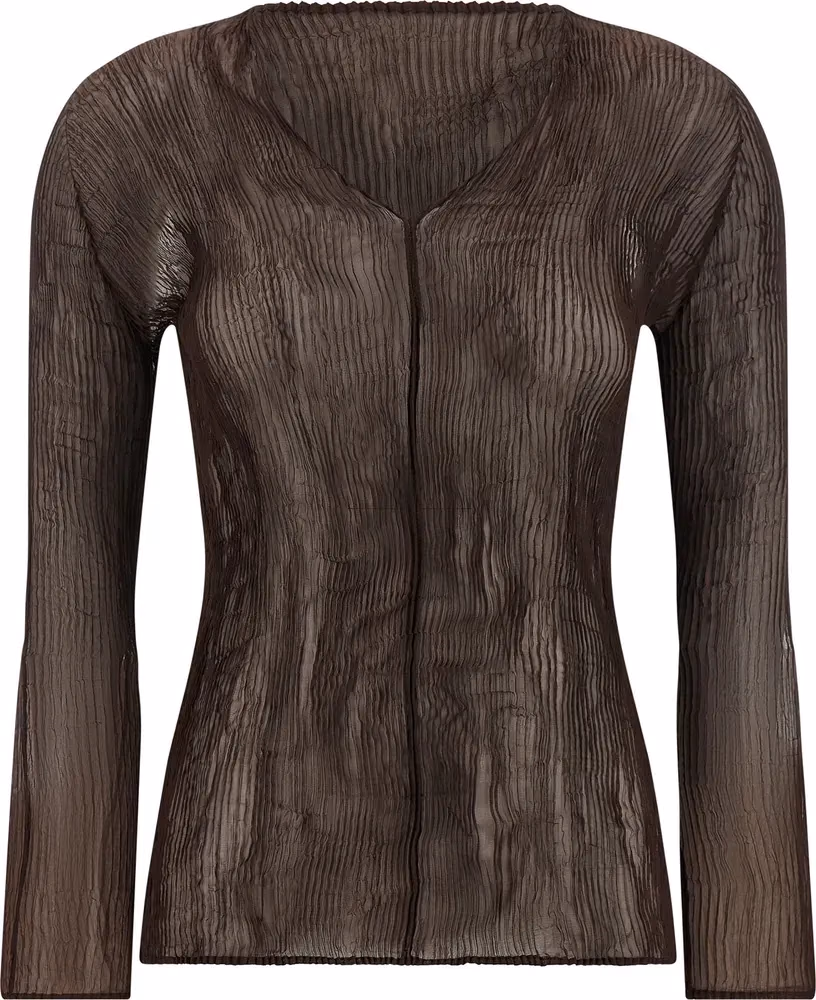 Issey Miyake Brown Polyester Blouse