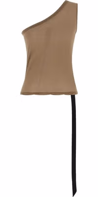 Beige Cotton Sleeveles T-Shirt