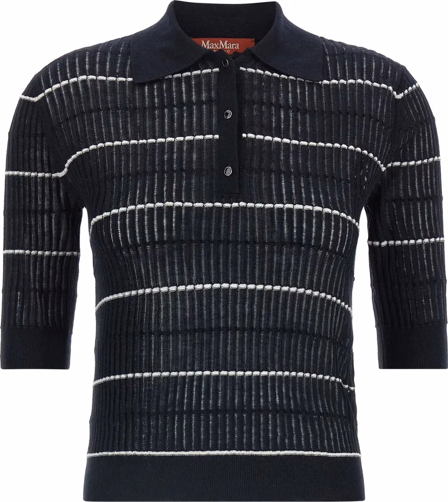 Max Mara Blue Silk Polo Shirt