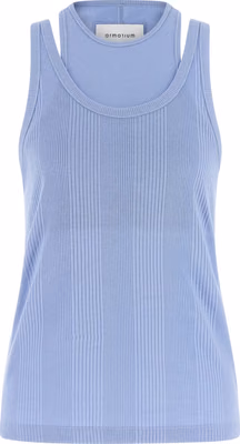 Blue Cotton Sleeveles T-Shirt
