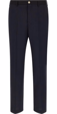 Blue Virgin Wool Casual Pants