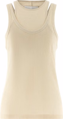 White Cotton Sleeveles T-Shirt