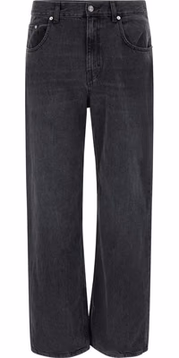 Black Cotton Straight-Leg Jeans