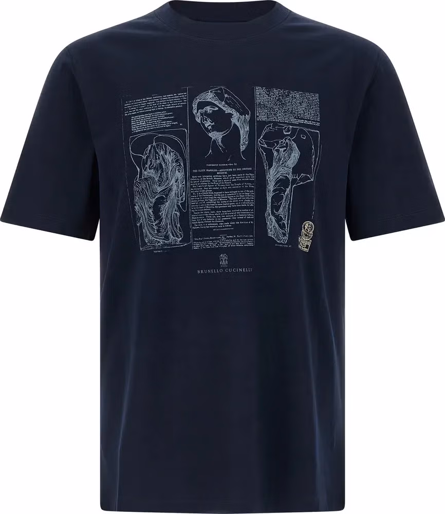 Brunello Cucinelli Blue Cotton T-Shirt