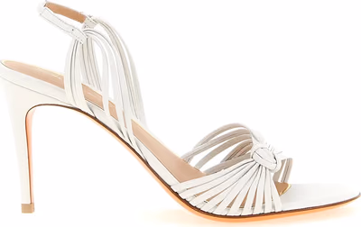 White Lamb Leather Stiletto Heel Sandals