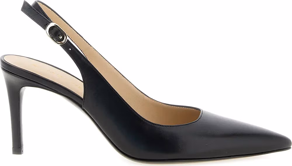 Stuart Weitzman Black Calfskin Mid Heel Pumps