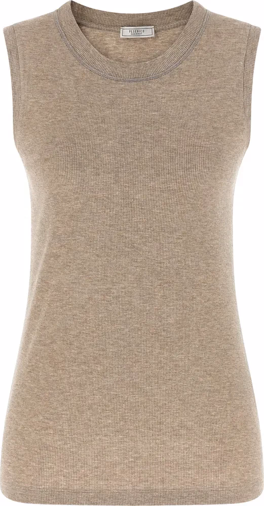 Peserico Beige Viscose Sleeveles T-Shirt