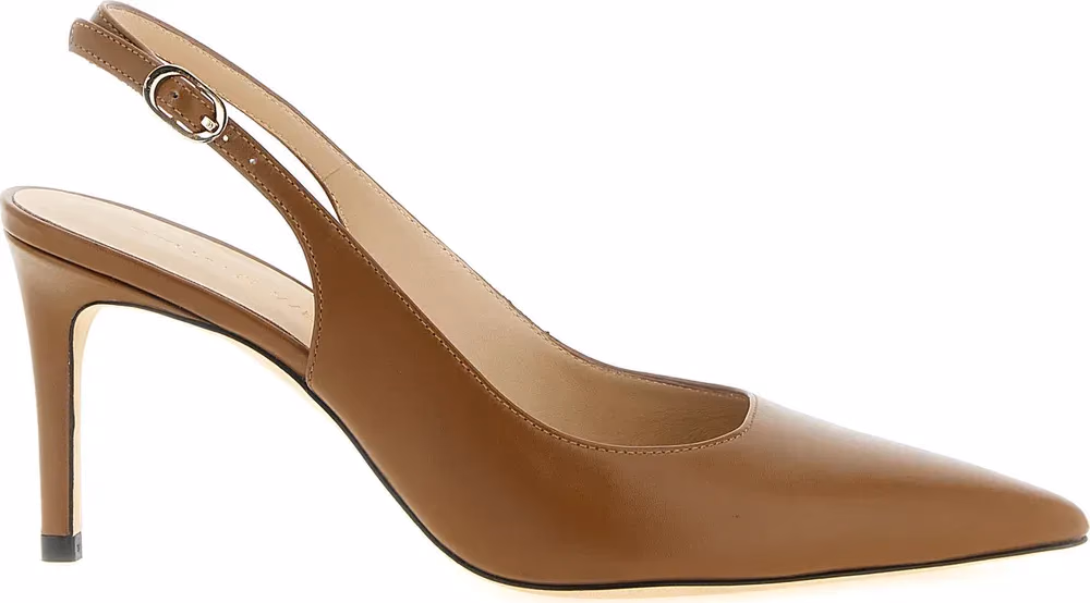 Stuart Weitzman Brown Calfskin Mid Heel Pumps