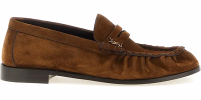 Brown Calfskin Slip-On Loafers
