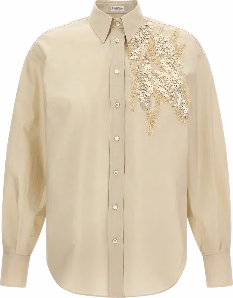 Brunello Cucinelli Beige Cotton Blouse