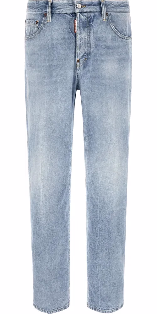 Dsquared² Blue Cotton Straight-Leg Jeans