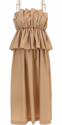 Beige Cotton Long Dress