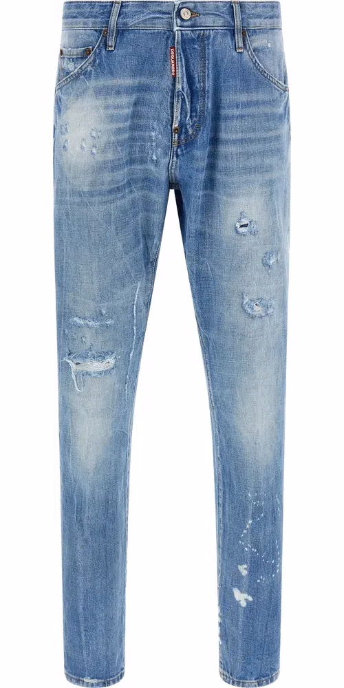 Dsquared² Blue Cotton Straight-Leg Jeans