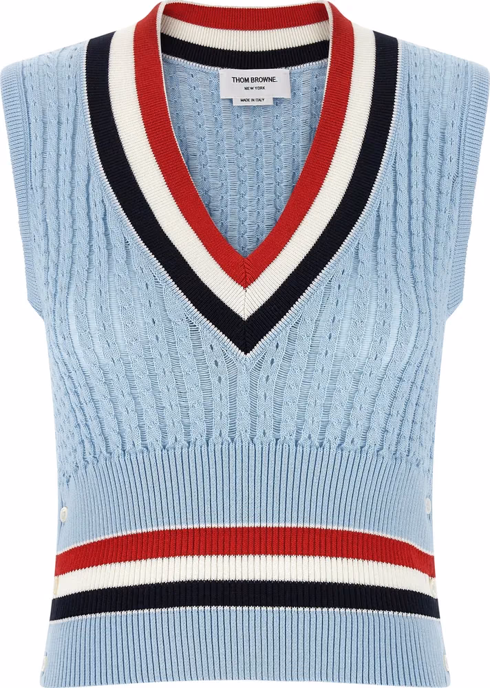 Thom Browne Blue Cotton Sleeveless Jacket