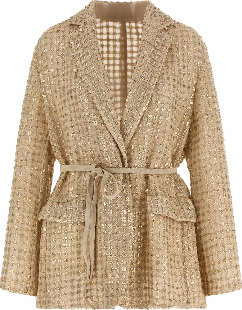 Brunello Cucinelli Beige Silk Blazer