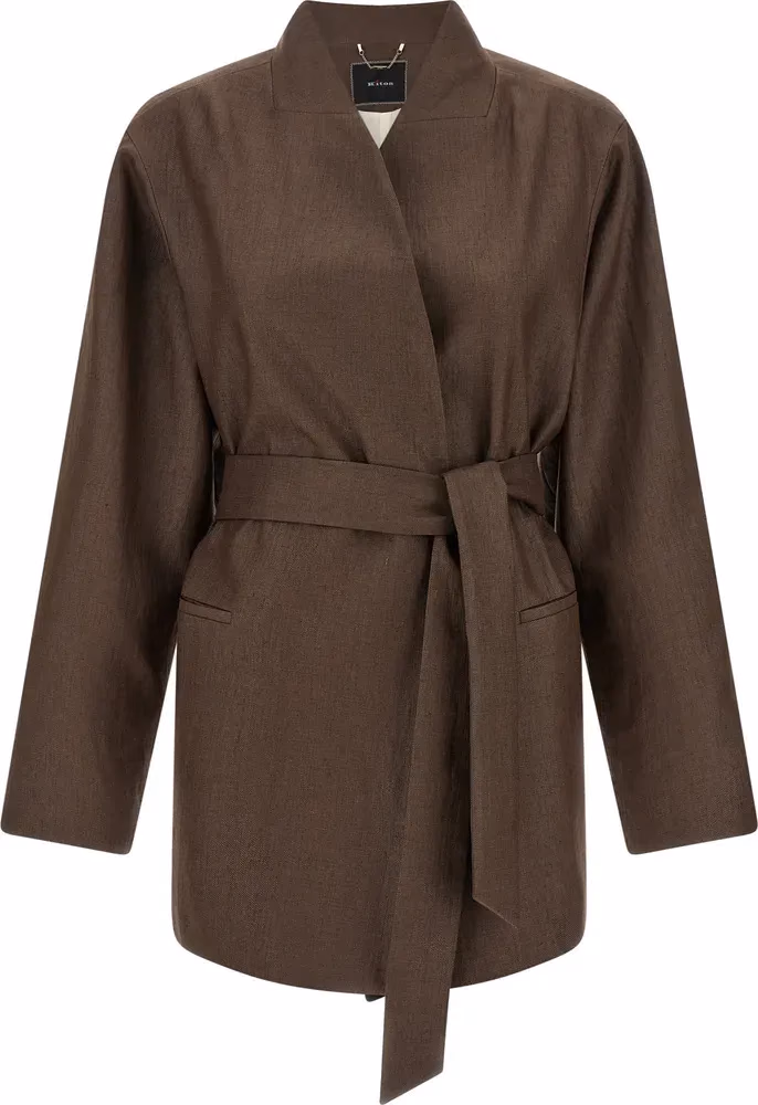Kiton Brown Polyamide Blazer