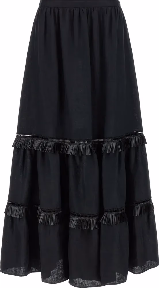 Kiton Black Linen Mini Skirt