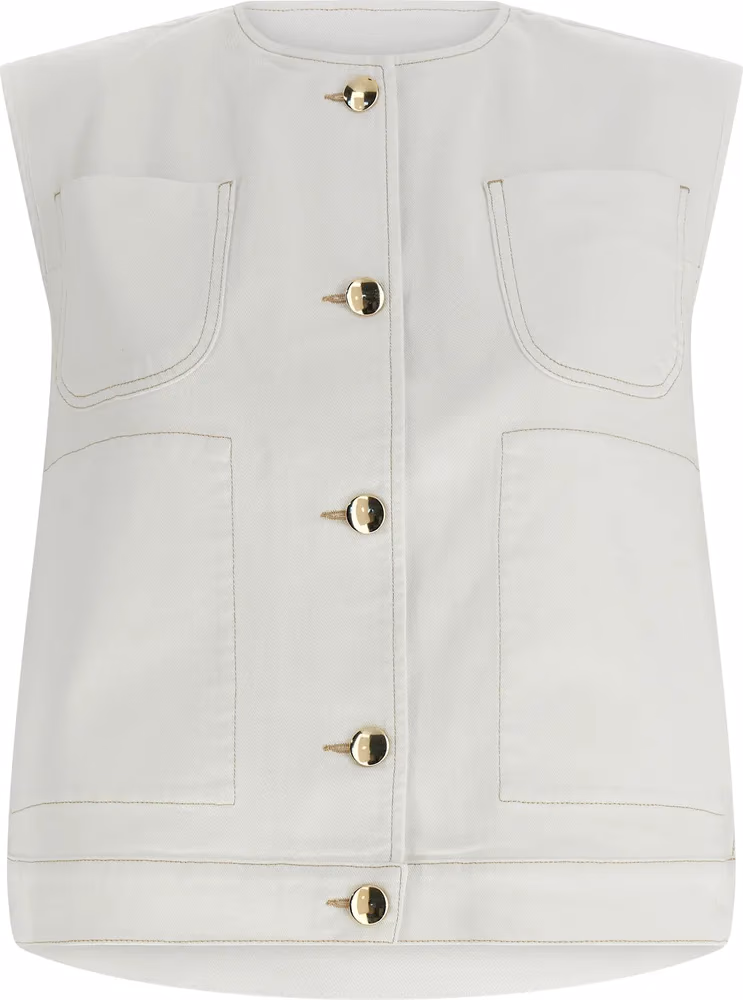 Fabiana Filippi White Cotton Sleeveless Jacket