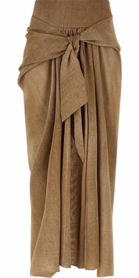 Beige Polyester Mini Skirt