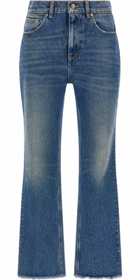 Blue Cotton Flared Jeans