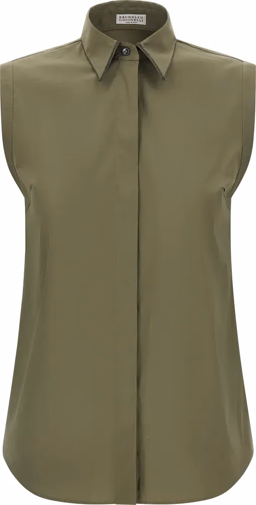 Brunello Cucinelli Bicolor Cotton Blouse