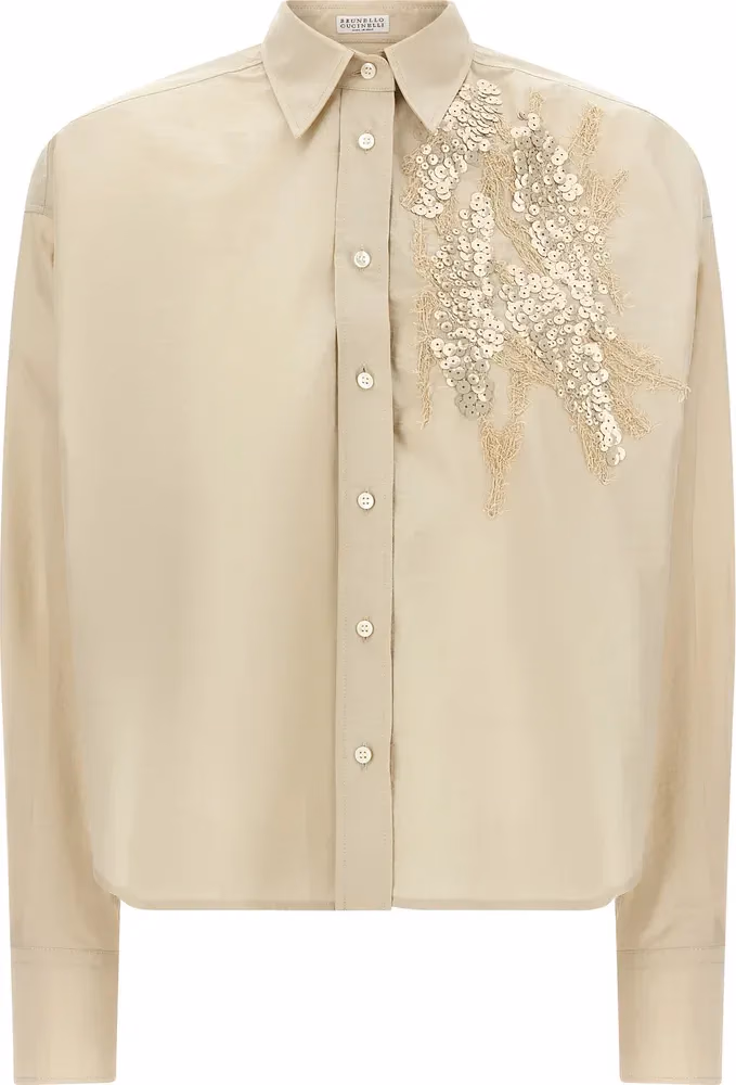 Brunello Cucinelli Beige Cotton Blouse