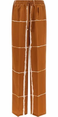 Brown Silk Casual Pants